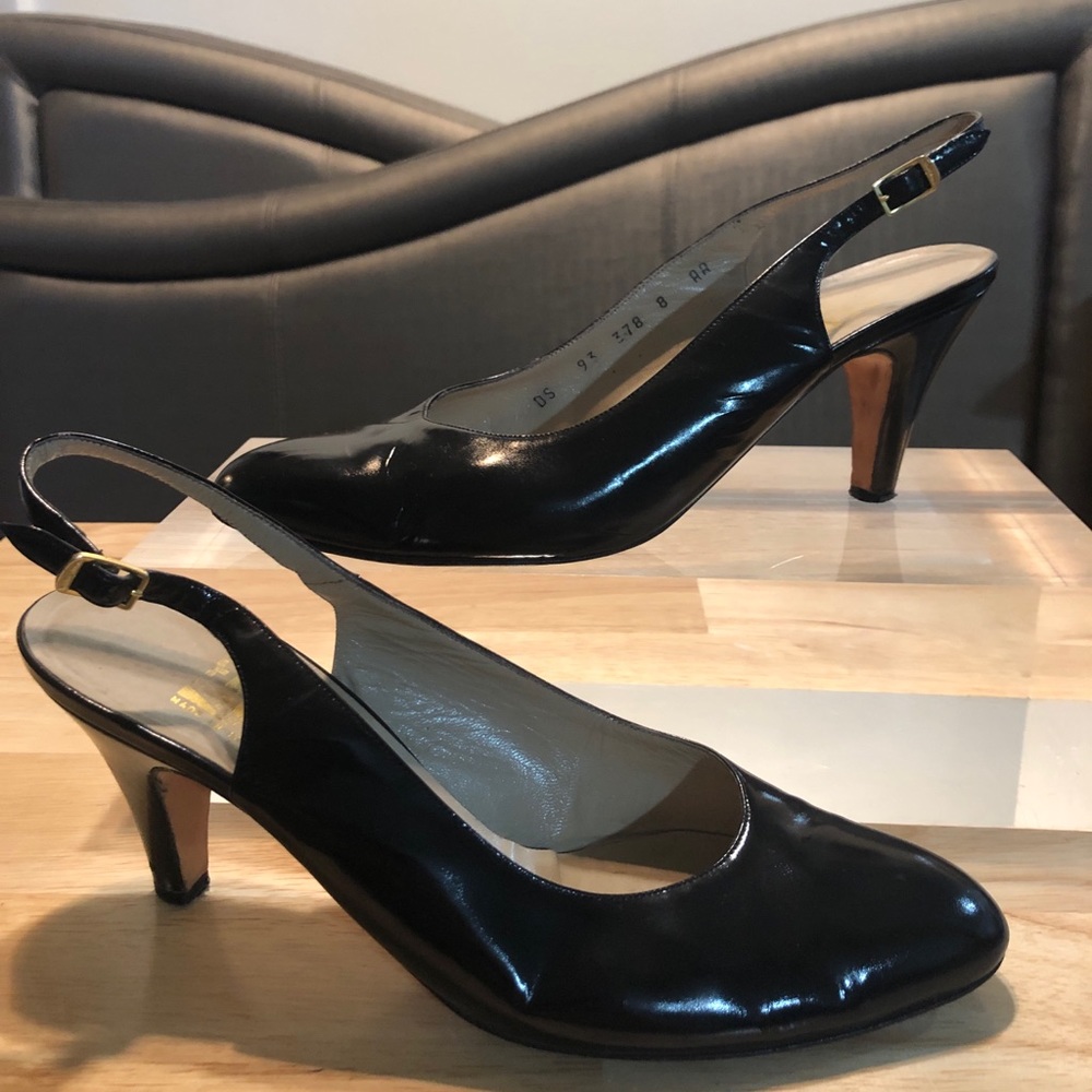 Vintage Salvatore Ferragamo Slingback Heels Black